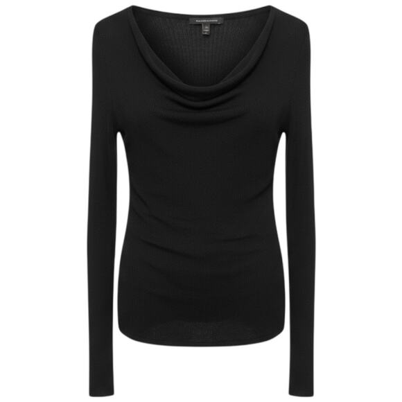 Eileen Fisher Tops - Eileen Fisher 100% Tencel Black‎ Cowl Neck Long Sleeve Lightweight Knit Top Sz S